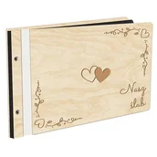 Albumy fotograficzne - Album Na Zdjęcia Pamiątka Ślubna Nasz Ślub W Drewnianej Oprawie Z Czarnymi Kartami Z Grawerem - miniaturka - grafika 1