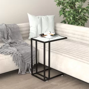 shumee shumee Komputerowy stolik boczny biały marmur 50x35x65 cm - Ławy i stoliki kawowe - miniaturka - grafika 1