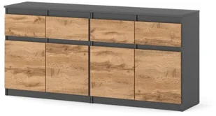 Komoda 160cm Szara Dąb Wotan Szafka Loft Nowoczesna Salon Pokój 4 Szuflady - Komody - miniaturka - grafika 1