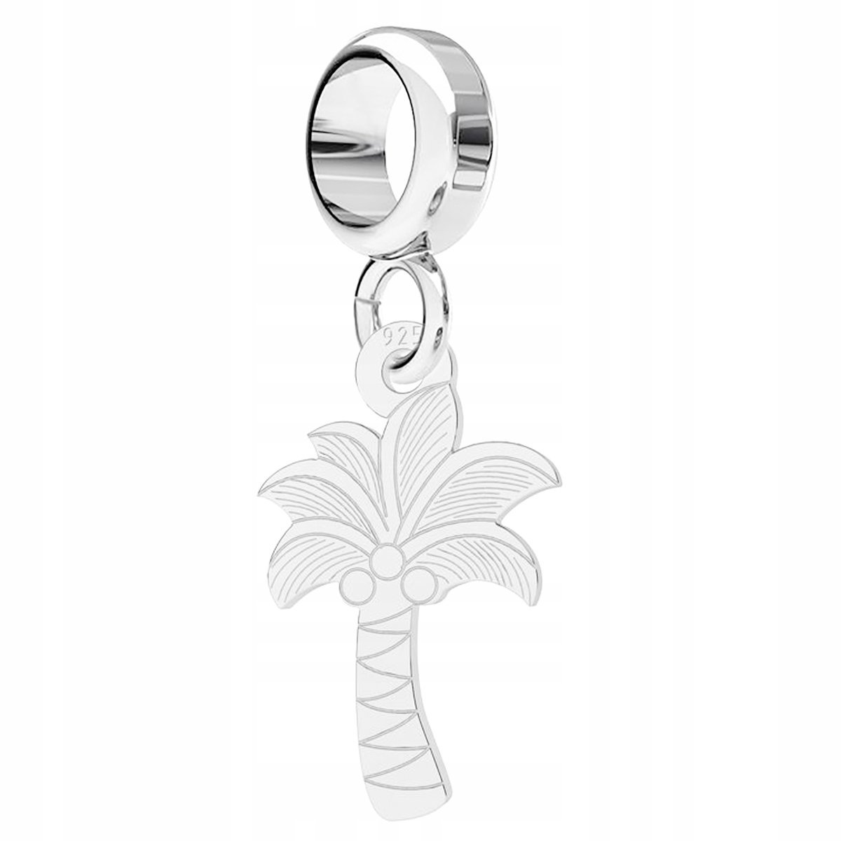 Charms Srebrny Blaszka z Liściem Palmy Koło Kółko Drzewo Palma SREBRO 925