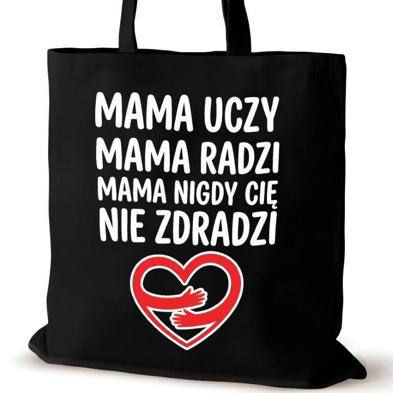 Torba bawełniana czarna dla MAMY na ramię zakupowa napisem prezent