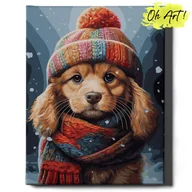 Malowanie po numerach - Malowanie Po Numerach 40x50cm Dla Dzieci – Obraz do Malowania po numerach Szczeniak w czapce – Oh Art! - miniaturka - grafika 1