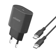 Ładowarki do telefonów - MOONX ładowarka sieciowa MC06 PD 25W 1xUSB-C + kabel USB-C - USB-C Czarny - miniaturka - grafika 1