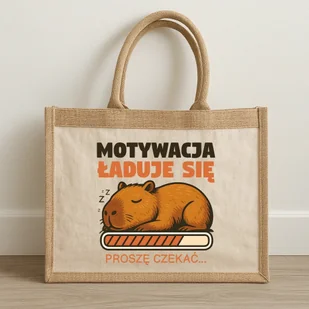 Motywacja ładuje się - proszę czekać - kapibara - Torba z juty na prezent - Torby i wózki na zakupy Motywacja ładuje się - proszę czekać - kapibara - Torba z juty na prezent - Torby i wózki na zakupy - miniaturka - grafika 1