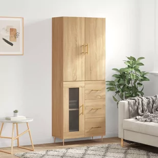 vidaXL Witrynka, dąb sonoma, 69,5x34x180 cm, materiał drewnopochodny - Witryny - miniaturka - grafika 1