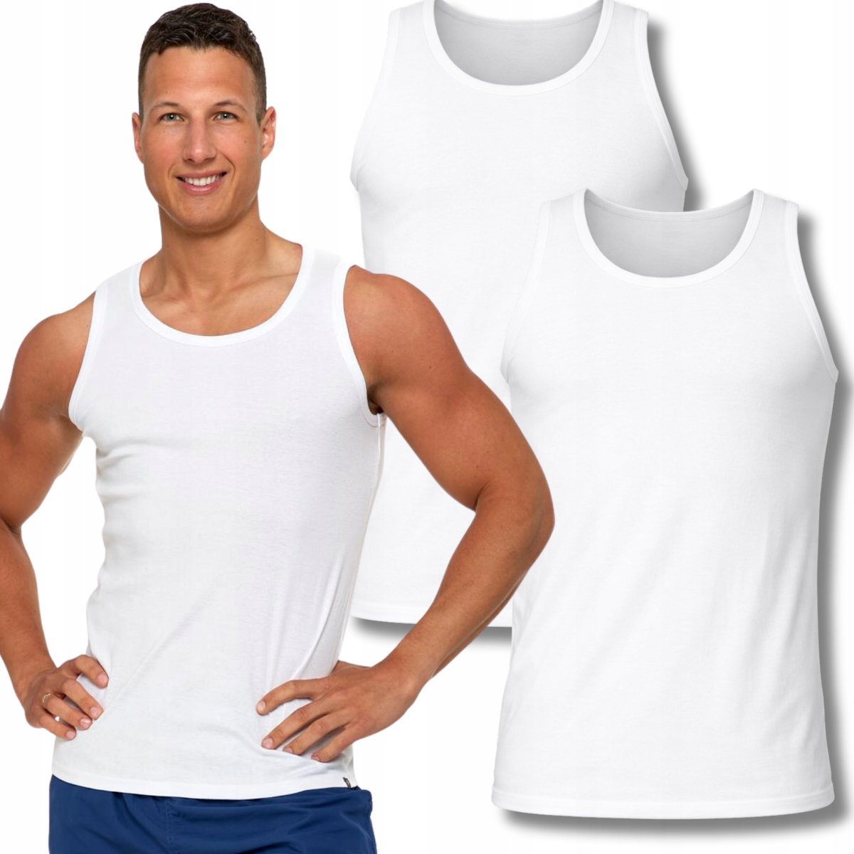 2X PODKOSZULKA KOSZULKA MĘSKA BAWEŁNIANA GŁADKA TANK TOP 2PAK MORAJ XXL WHITE