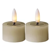 Świece - Zestaw 2x świeca LED woskowa tealight FLAMME FLOW beżowa - miniaturka - grafika 1