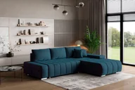 Pościel - Masseno Narożnik ALESE R-S z funkcją spania i pojemnikiem na pościel Kształt L, Rozkładana sofa, Rogówka - Niebieski, MONOLITH 77 - miniaturka - grafika 1