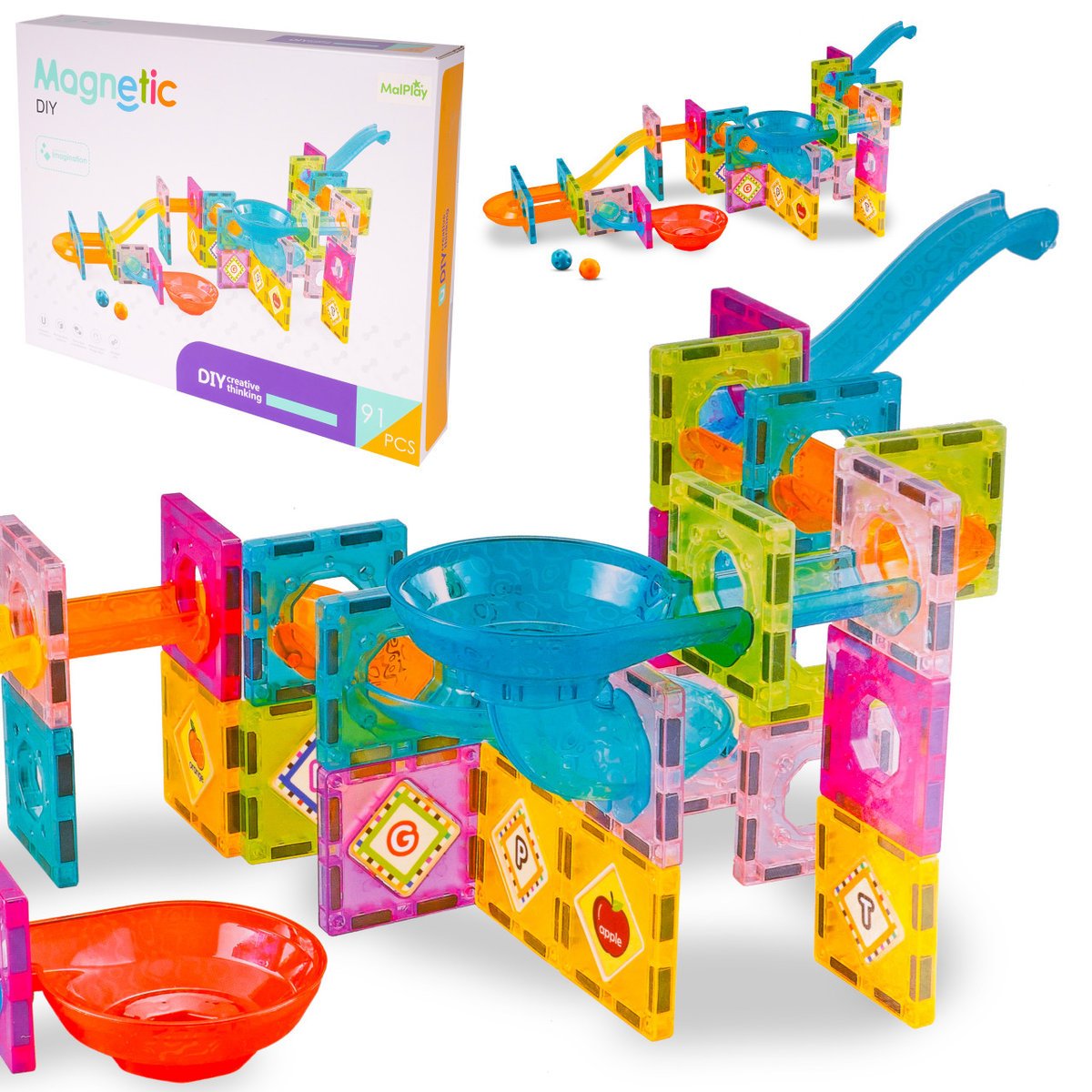 Klocki Magnetyczne Konstrukcyjne 3D Układanka Edukacyjna Budowlana 91 szt.
