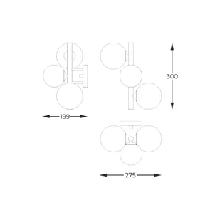 Molekularna, złota lampa ścienna W0454-03U-F7AA z serii MOLECULE - Lampy ścienne - miniaturka - grafika 2