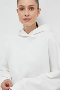 Reebok Biustonosz sportowy LUX COLLECTION damska kolor biały z kapturem z aplikacją 100035627 - Bluzy damskie - miniaturka - grafika 1