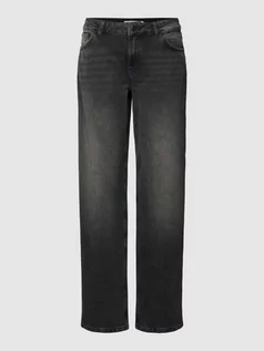 Spodnie damskie - Jeansy z wpuszczanymi kieszeniami w jednolitym kolorze - grafika 1