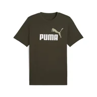 Koszulki sportowe męskie - Męska koszulka Essentials z dwukolorowym logo No. 1 PUMA Dark Olive Green - miniaturka - grafika 1
