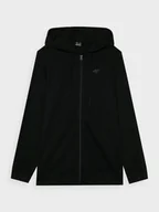 Bluzy sportowe męskie - Męska bluza dresowa rozpinana z kapturem 4F 4FWMM00TSWSM1768 - czarna - miniaturka - grafika 1