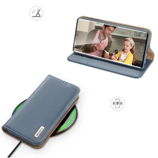 Dux Ducis Hivo skórzane etui z klapką pokrowiec ze skóry naturalnej portfel na karty i dokumenty Samsung Galaxy S22 Ultra niebieski - Etui i futerały do telefonów - miniaturka - grafika 6