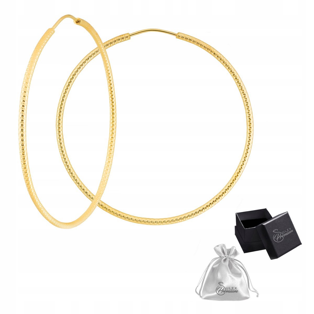 Kolczyki srebro pr 925 Złote Eleganckie Kolczyki Koła Diamentowane ø 5,5 cm