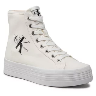 Sneakersy damskie - Calvin Klein Jeans Sneakersy Vulcanized Flatform Mid Cut YW0YW00646 Bright White YAF - grafika 1