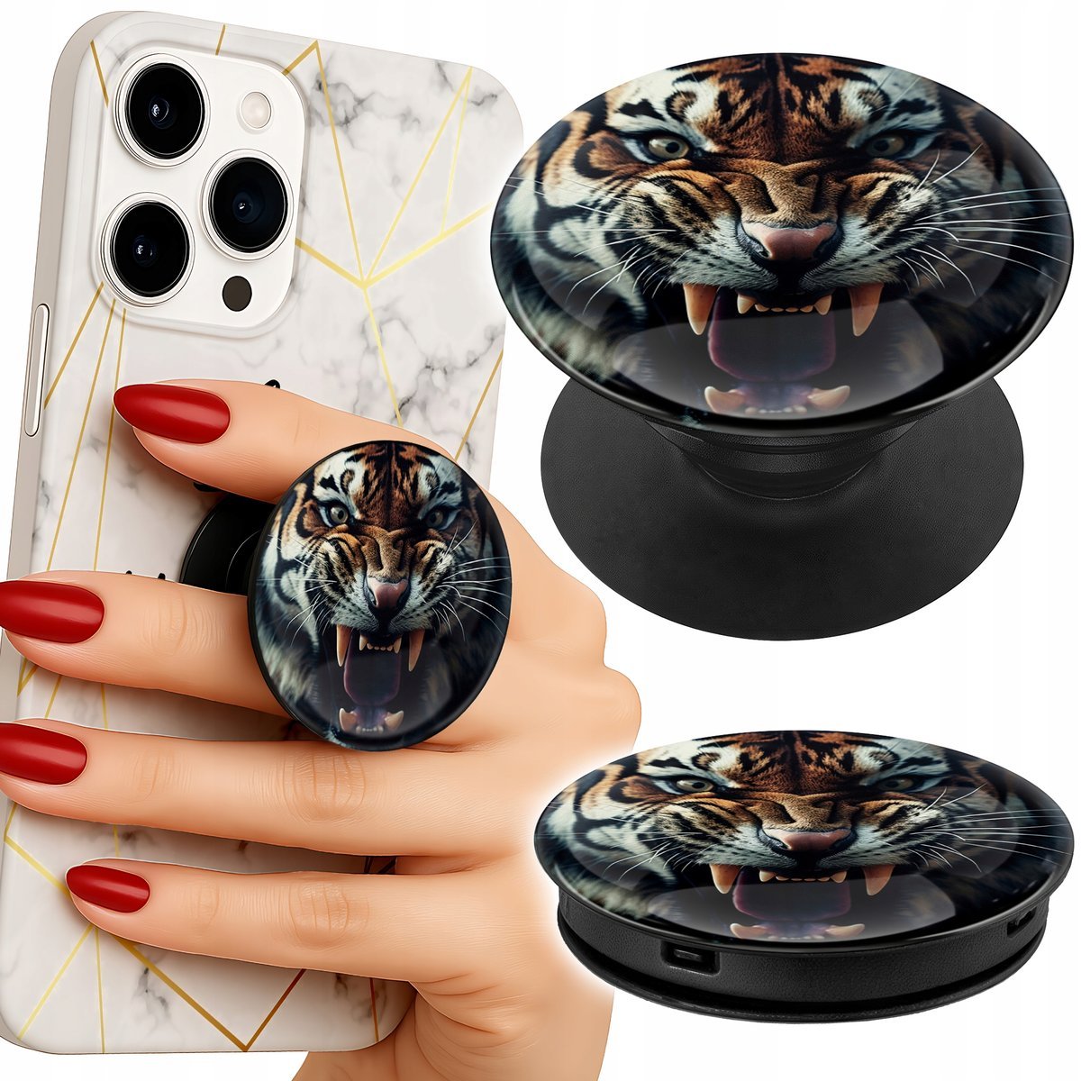 Uchwyt do telefonu Popsocket na palce/stojak TYGRYS LEW SAFARI ZWIERZĘTA