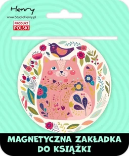 Zakładka magnetyczna kulka 2 kot różowy - Henry - Zakładki do książek - miniaturka - grafika 1