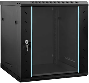 vidaXL Szafa sieciowa z przechowywaniem Czarny 60 x 45 x 65 cm Stal - Szafy rack - miniaturka - grafika 1