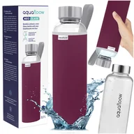 Shakery i bidony sportowe - AquaFloow: bidon szklany 700 ml na wodę burgundowe etui butelka na wodę - miniaturka - grafika 1