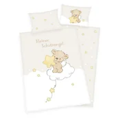 Pościel dla dzieci - Pościel flanelowa 100x135 Miś beżowa biała do łóżeczka 6483 2023 - miniaturka - grafika 1