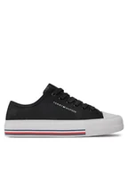 Buty dla dziewczynek - Tommy Hilfiger Trampki Low Cut Lace-Up Sneaker T3A9-33185-1687 S Czarny - miniaturka - grafika 1