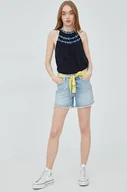 Spodenki damskie - Superdry Superdry szorty jeansowe damskie gładkie medium waist - miniaturka - grafika 1