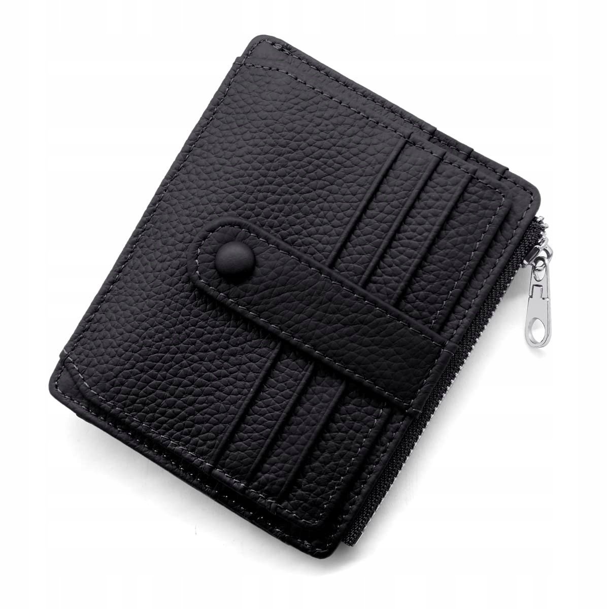 REETEE Portfel Skórzany RFID Damski Męski Mały Czarny