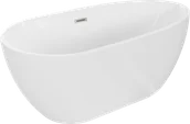 Wanny - Mexen Eos wanna wolnostojąca 170 x 75 cm, biała, przelew nikiel szczotkowany - 52471707500-97 - miniaturka - grafika 1