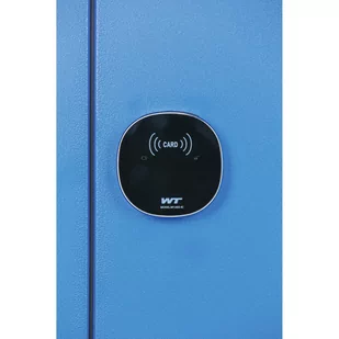 Szafka ubraniowa ze schowkami, 4 schowki, 1850 x 300 x 500 mm, zamek z czytnikiem kart RFID, drzwi laminowane, dąb naturalny - Szafki biurowe - miniaturka - grafika 2