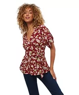 Koszule damskie - Joe Browns Damska koszula z krótkim rękawem w kwiaty, czerwona, 8, Czerwony, 34 - miniaturka - grafika 1