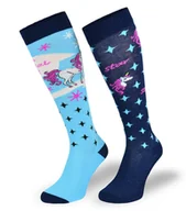 Skarpetki damskie - Podkolanówki jeździeckie SJBW, jednorożce niebieski, 35/38 - miniaturka - grafika 1