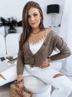 Swetry damskie - Sweter damski rozpinany DURKI beżowy Dstreet MY1644 - miniaturka - grafika 1