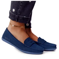 Mokasyny damskie - Damskie Zamszowe Mokasyny Big Star HH274663 Granatowe - miniaturka - grafika 1