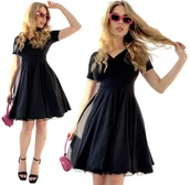 Sukienki - Sukienka PIN UP mała czarna PRODUKT POLSKI rozkloszowana nu goth gotycka - miniaturka - grafika 1