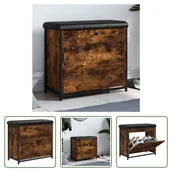 Szafki na buty - The Living Store Ławka na buty z klapą dąb wędzony 62x32x56 cm - miniaturka - grafika 1