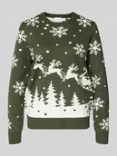 Swetry damskie - Sweter z dzianiny z okrągłym dekoltem model ‘SNOWI’ - miniaturka - grafika 1