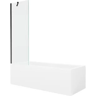 Mexen Cubik wanna prostokątna 160 x 70 cm z obudową i parawanem 1-skrzydłowym 60 cm, transparent, czarny - Wanny - miniaturka - grafika 1