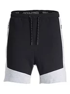 Spodenki męskie - JACK & JONES Męskie spodenki dresowe JPSTAIR JJBLOCKING BEX Sweatshorts, jasnoszary melanż, L, jasnoszary melanżowy, L - miniaturka - grafika 1