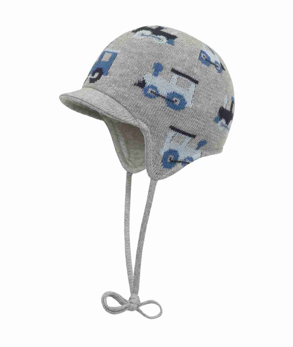 Czapka chłopięca, szara, ciuchcie, Döll