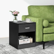 Szafki nocne - 2-poziomowy drewniany stolik boczny z szufladą, stolik nocny z 4 antypoślizgowymi podkładkami i metalowymi uchwytami oraz wysokiej jakości prowadnicami, szafka nocna 45x42,5x55 cm - miniaturka - grafika 1