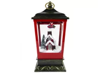 Ozdoby bożonarodzeniowe - Świąteczny Lampion Światełka Sypiący Śnieg Czerwono- Czarna - miniaturka - grafika 1