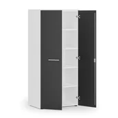 Szafy biurowe - Szafa biurowa z drzwiami PRIMO WHITE, 1781 x 800 x 500 mm, biały/grafitowy - miniaturka - grafika 1