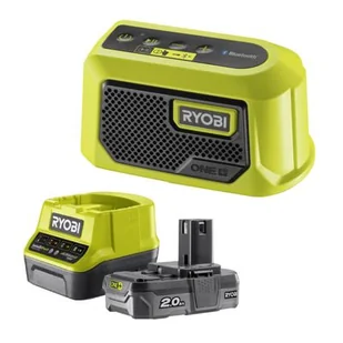 Głośnik mobilny RYOBI RBTM18-0 Czarno-zielony + Akumulator RYOBI ONE+ RC18120-120 2Ah 18V + ładowarka - Głośniki przenośne - miniaturka - grafika 1