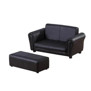 Sofa kanapa dziecięca z pufą czarna - Łóżka dla dzieci i młodzieży - miniaturka - grafika 1