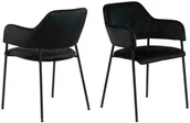 Krzesła - Zestaw 2 krzeseł Lima welurowych z podłokietnikami czarne - miniaturka - grafika 1