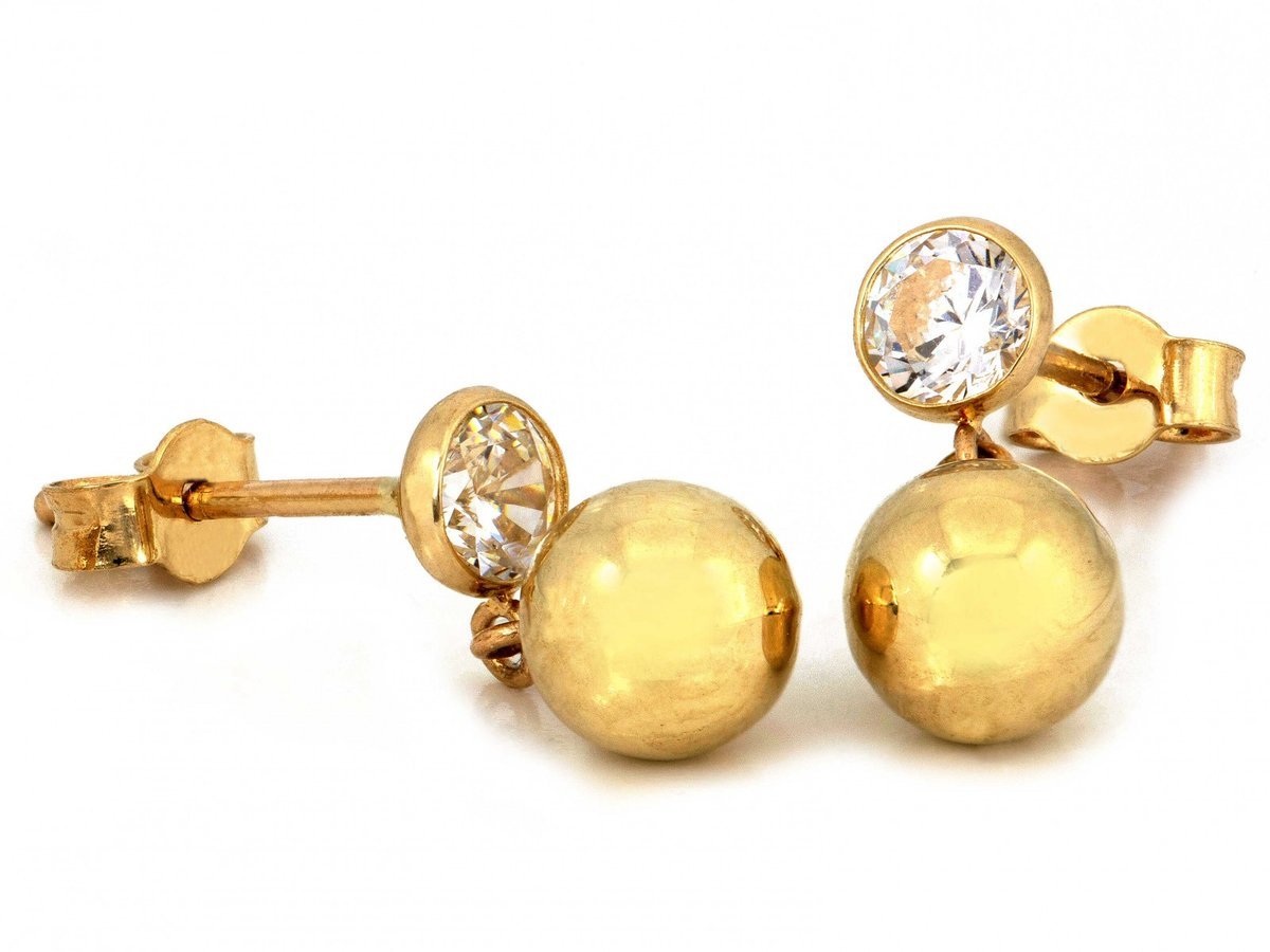 Kolczyki złote 585 z wisząca kulką na sztyfcie 1.56g