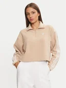 Bluzy damskie - adidas Polar Polar Fleece 1/2 Zip IY7267 Beżowy Loose Fit - miniaturka - grafika 1