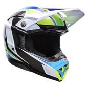 Kaski motocyklowe - Kask Cross BELL Moto-10 Spherical Grid Biały/NiebieskiM - miniaturka - grafika 1